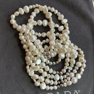 Silpada Goddess Freshwater Pearl Sterling Silver Stretch Bracelets - Set of 7